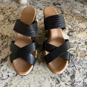 New Ugg Black Sandals Sz 10